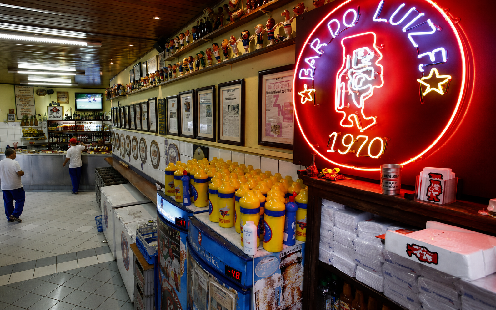 Letreiro em neon de bar tradicional do bairro