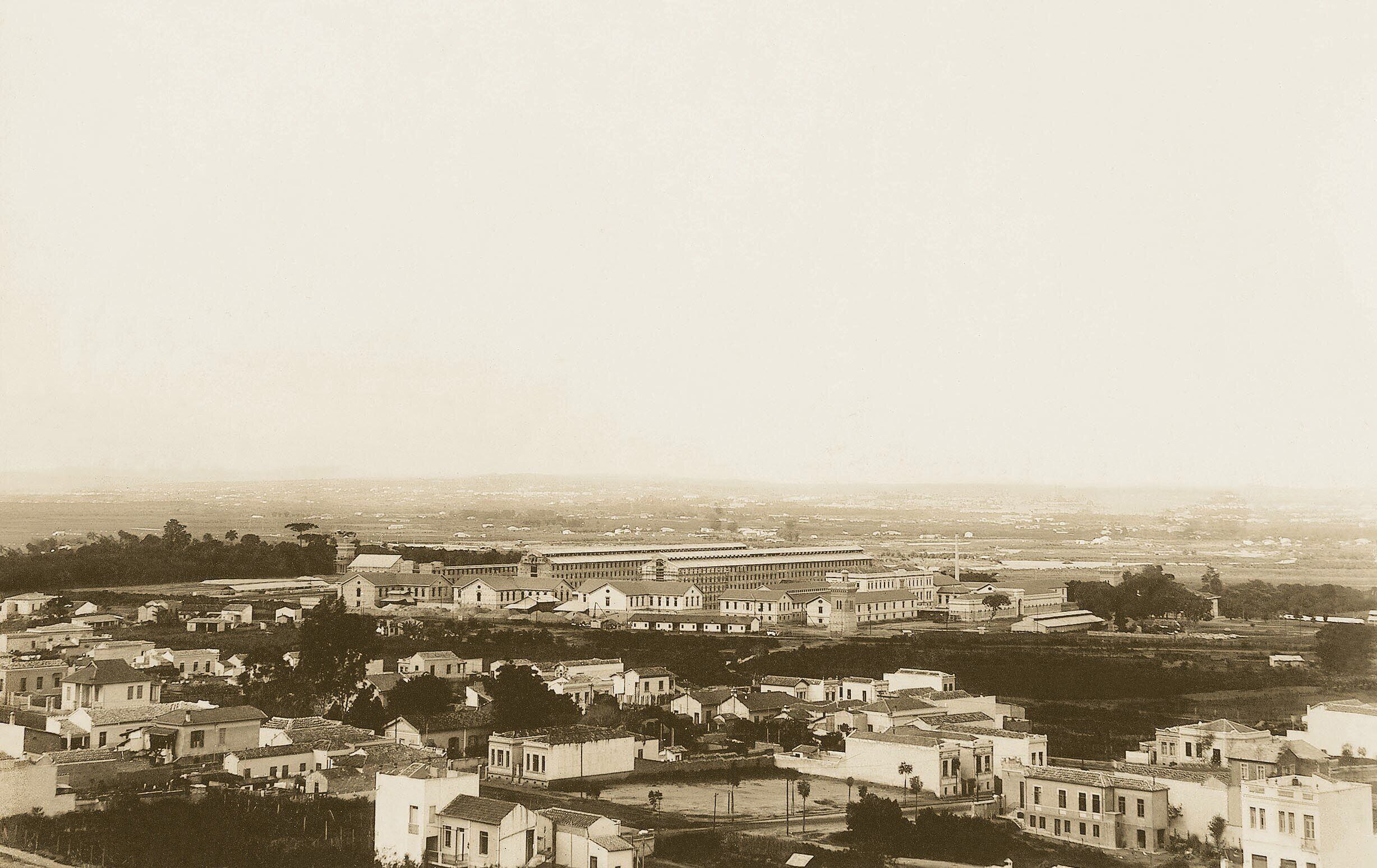Vista panorâmica antiga de Santana, sépia